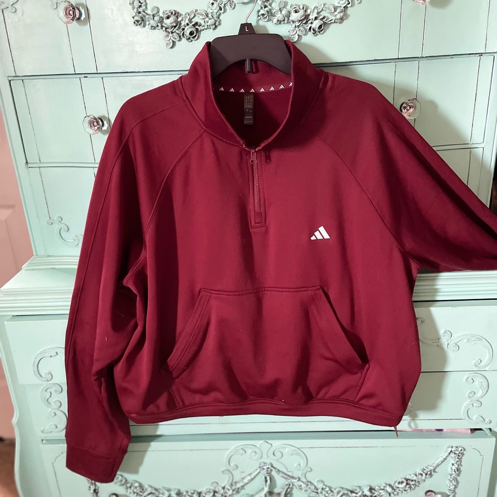 Adidas Women's Burgundy Half-Zip Sweatshirt